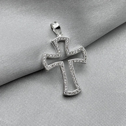 #D140 - Dije Cruz Con Piedra Zirconia Plata - B12/2.0