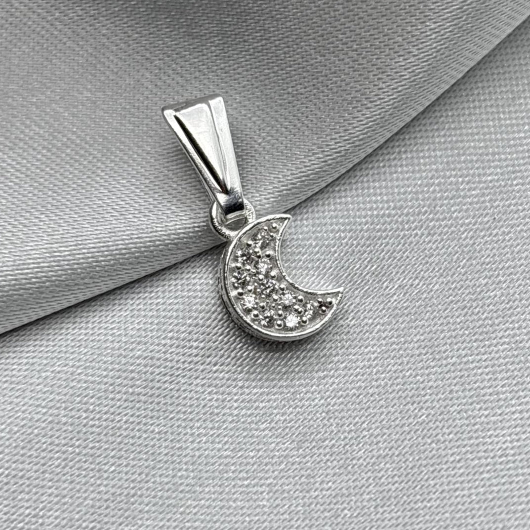 #D141 - Dije Luna De Plata Con Piedra Zirconia - A13/1.2