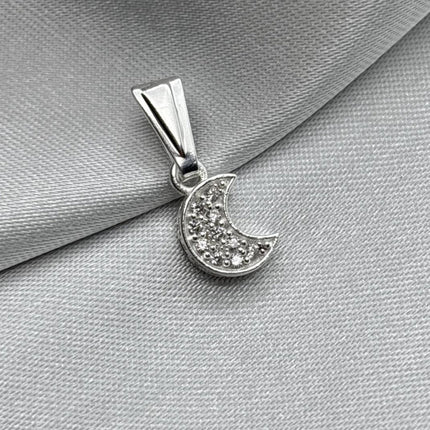 #D141 - Dije Luna De Plata Con Piedra Zirconia - A13/1.2