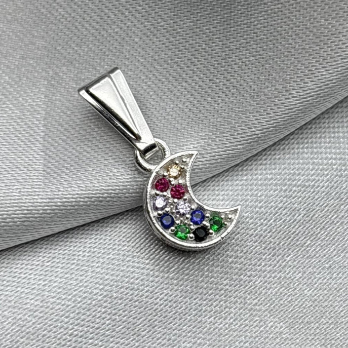 #D141 - Dije Luna De Plata Con Piedra Zirconia - F1.2