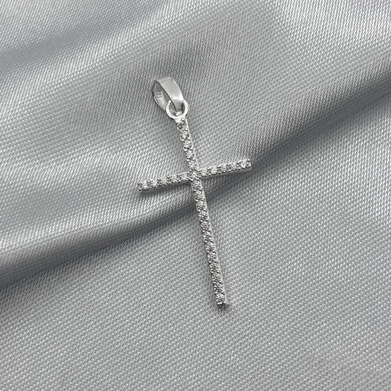 #D148 - Dije Cruz Piedra Zirconia Plata - B12/1.0