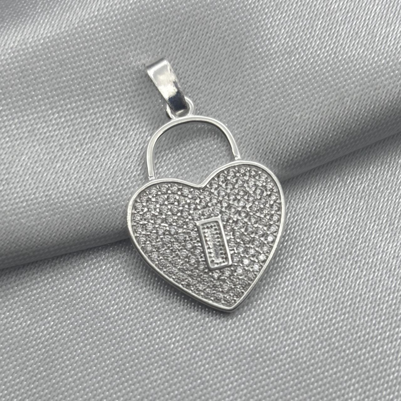 #D151 - Dije Candado corazón Piedra Zirconia Plata - A18/1.9