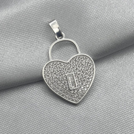 #D151 - Dije Candado corazón Piedra Zirconia Plata - A18/1.9