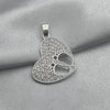 #D158 - Dije Corazón Con Piecitos De Bebé En Centro Piedra Zirconia Plata - LL1.9