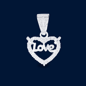 #D164 - Dije Corazón De Plata Con Piedra Zirconia - F2.0