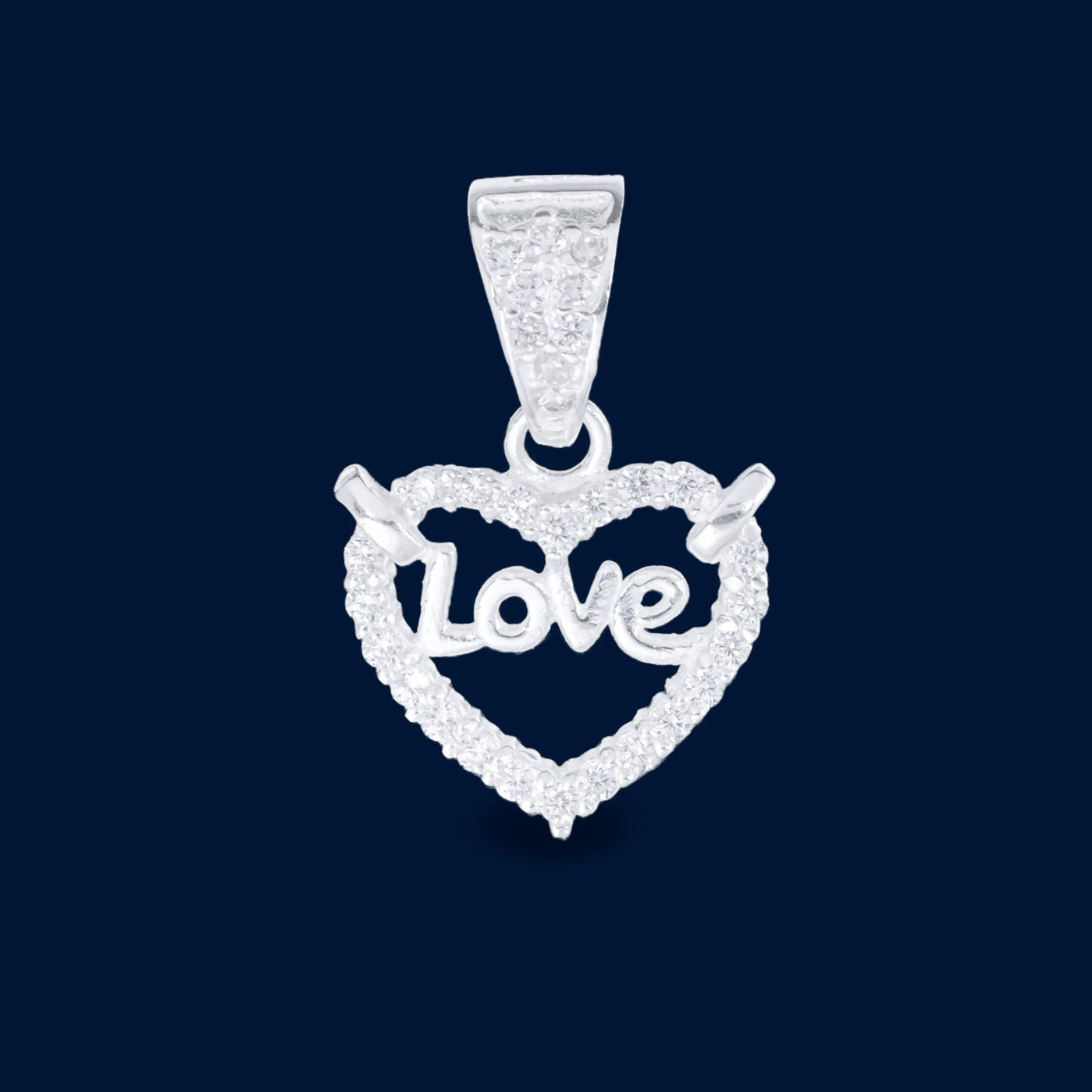 #D164 - Dije Corazón Love Con Zirconia Plata - A10/1.5