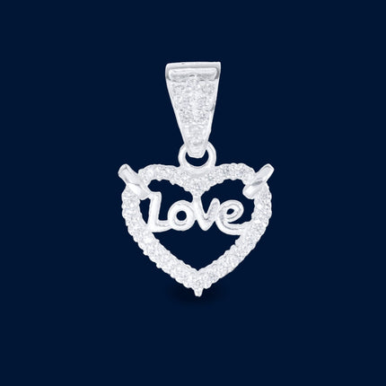 #D164 - Dije Corazón Love Con Zirconia Plata - A10/1.5
