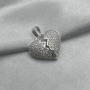 #D178 - Dije Corazón Roto Piedra Zirconia Plata - LL2.1