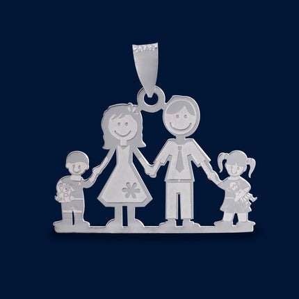 #D179 - Dije Familiar Mamá Papá y 2 Niños o Niñas Plata - A19/2.3