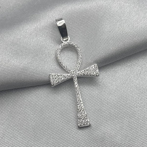 #D224 - Dije Cruz Egipcia Piedra Zirconia Plata - LL2.2