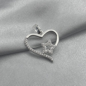 #D256 - Dije Corazón Y Estrella Piedra Zirconia Plata - LL1.6