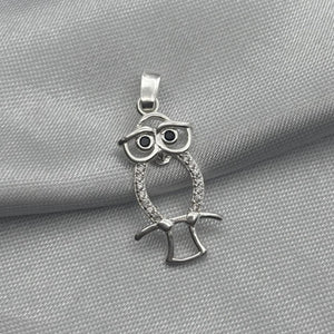 #D307 - Dije Búho Con Piedra Zirconia Plata - LL1.0
