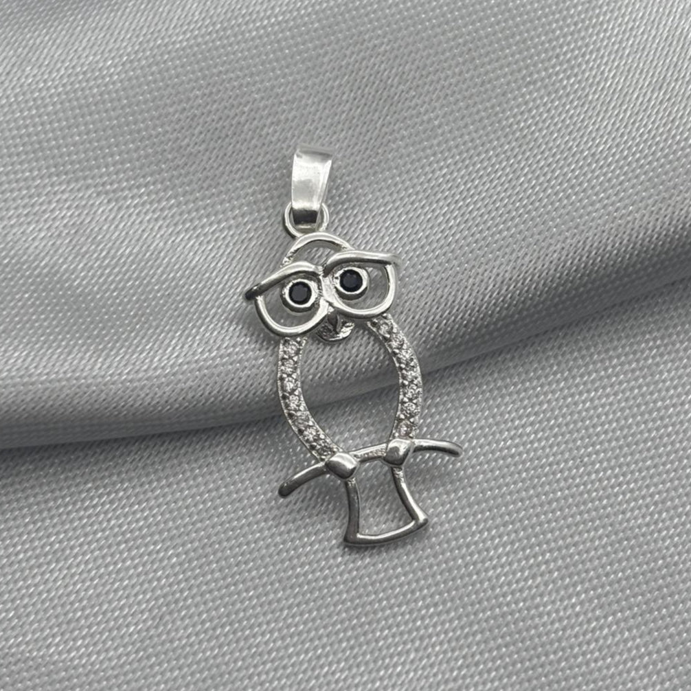 #D307 - Dije Búho Con Piedra Zirconia Plata - LL1.0