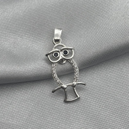 #D307 - Dije Búho Con Piedra Zirconia Plata - A18/1.0