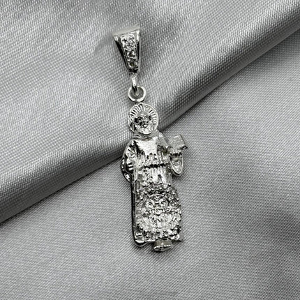 #D316 - Dije San Benito Con Piedra Zirconia Plata - A09/5.5