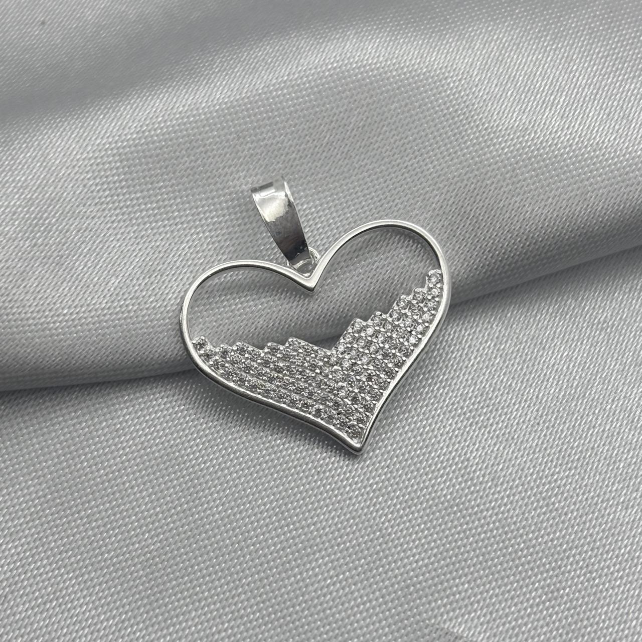 #D331 - Dije Corazón Con Piedra Zirconia Plata - LL2.0