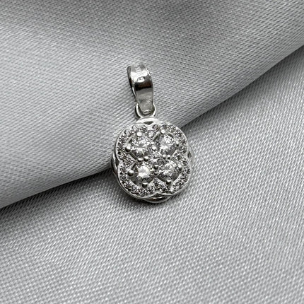 #D345 - Dije De Trébol/4 Hojas Con Piedra Zirconia Plata - A18/1.1
