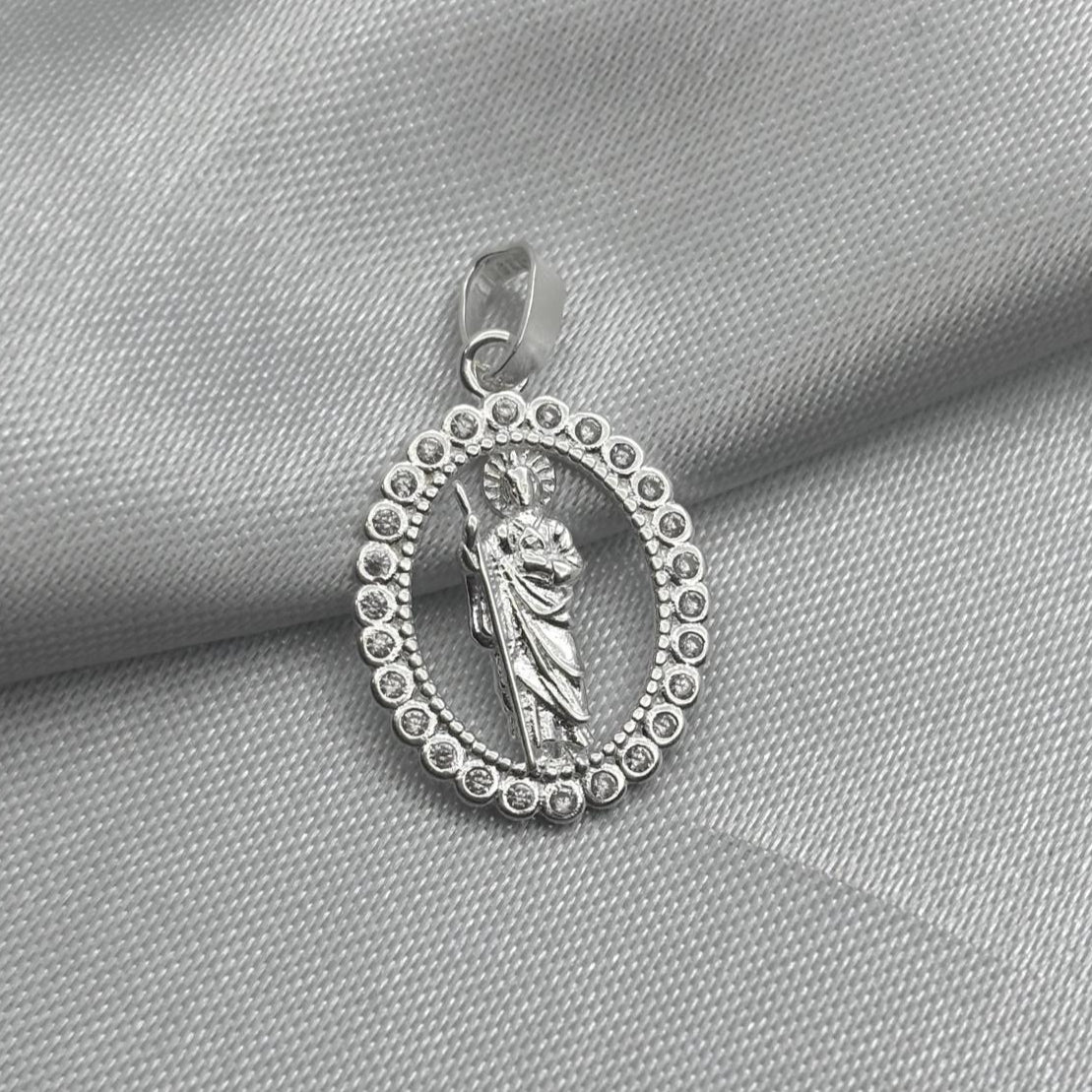 #D346 - Dije San Judas Tadeo Piedra Zirconia Plata - LL1.6