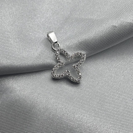 #D359 - Dije Trébol/4 Hojas Con Piedra Zirconia Plata - A13/2.3