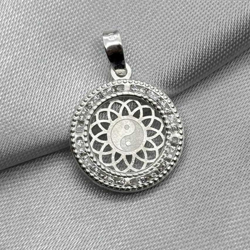 #D364 - Dije Circular Yin Y Yang En Mandala Plata - LL1.2