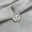 #D374 - Dije Religioso Circular Con Piedra Zirconia Plata - A09/3.9