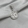 #D374 - Dije Religioso Circular Con Piedra Zirconia Plata - A09/3.9