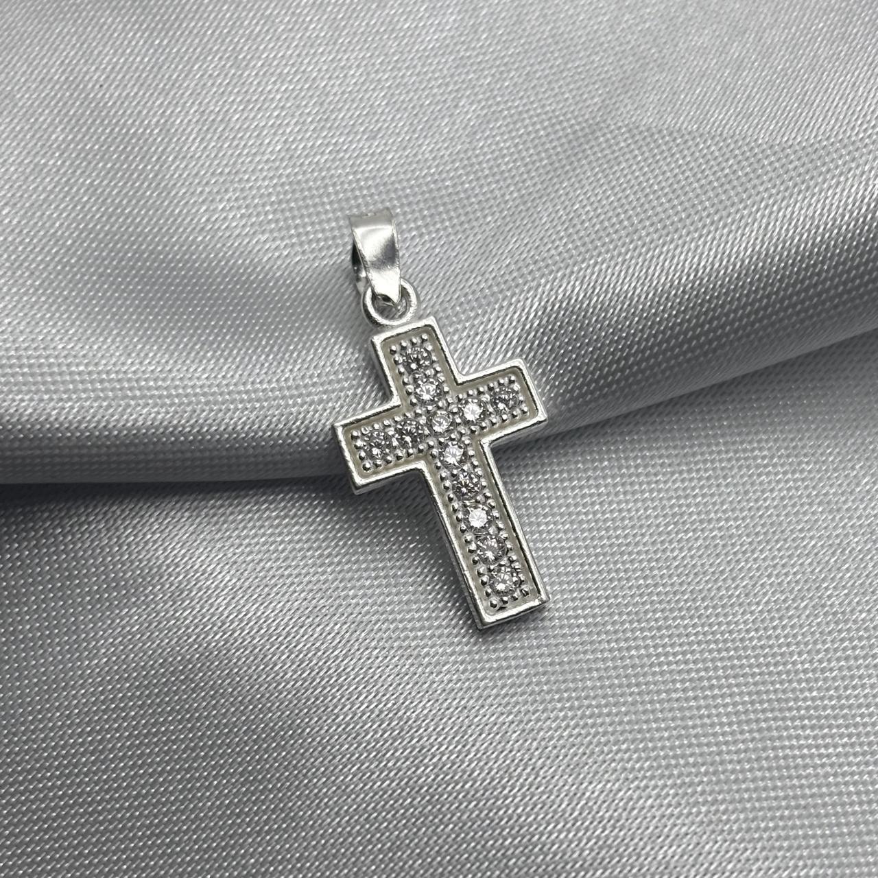 #D376 - Dije Cruz Con Piedra Zirconia Plata - A18/1.8