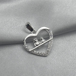 #D404 - Dije Corazón Pareja Búhos Piedra Zirconia Plata - LL1.5