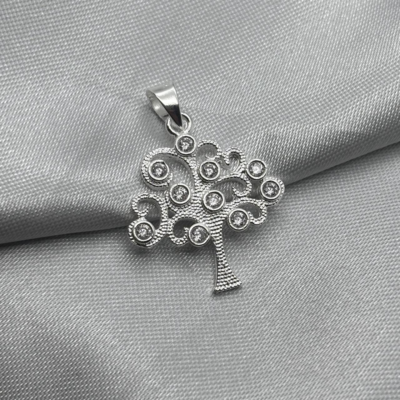 #D405 - Dije Árbol De La Vida Con Piedra Zirconia Plata - A09/2.5