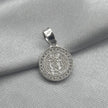 #D406 - Dije/Medalla Circular San Judas Tadeo Oración Piedra Zirconia Plata - LL3.7