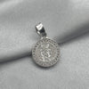 #D406 - Dije/Medalla Circular San Judas Tadeo Oración Piedra Zirconia Plata - LL3.7