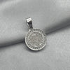 #D406 - Dije/Medalla Circular San Judas Tadeo Oración Piedra Zirconia Plata - LL3.7