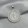 #D406 - Dije/Medalla Circular San Judas Tadeo Oración Piedra Zirconia Plata - LL3.7