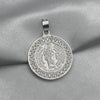 #D406 - Dije/Medalla Circular San Judas Tadeo Oración Piedra Zirconia Plata - LL3.7