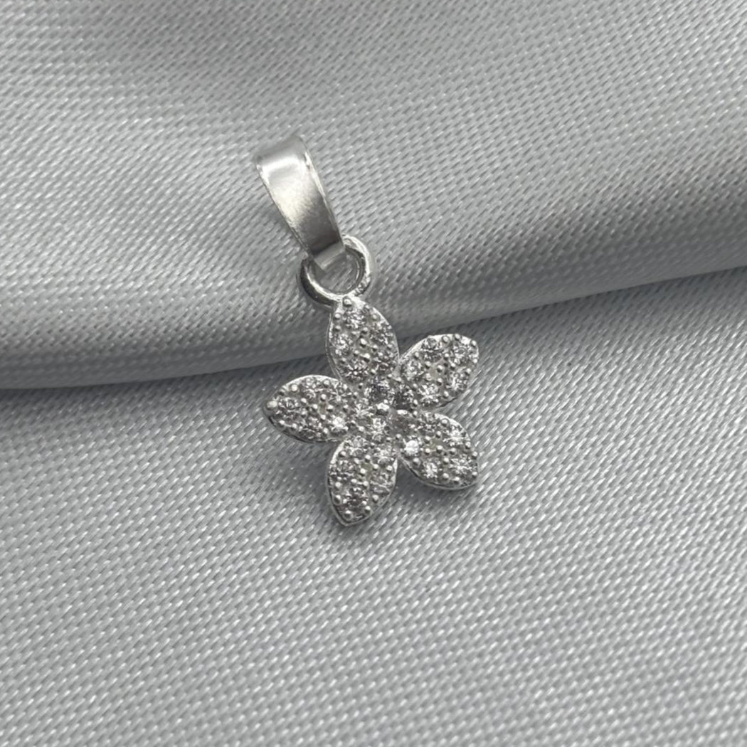 #D408 - Dije Flor Piedra Zirconia Plata - F0.7