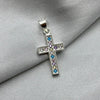 #D412 - Dije Cruz Con Piedra Zirconia Multicolor Plata - A09/2.1
