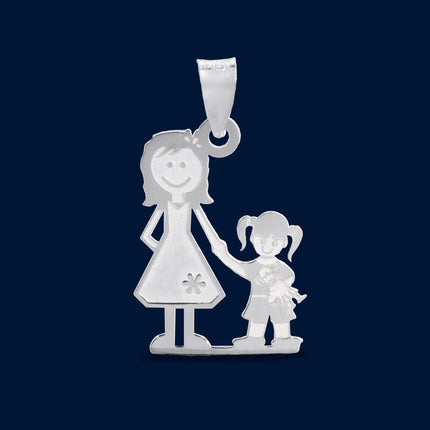 #D414 - Dije Familiar Mamá y Niño o Niña Plata - B19/1.6