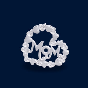 #D428 - Dije Corazones Mamá Con Piedra Zirconia Plata - IP2.4