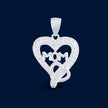 #D431 - Dije Doble Corazón Mamá Con Piedra Zirconia Baño Rodio Plata - C25/2.6