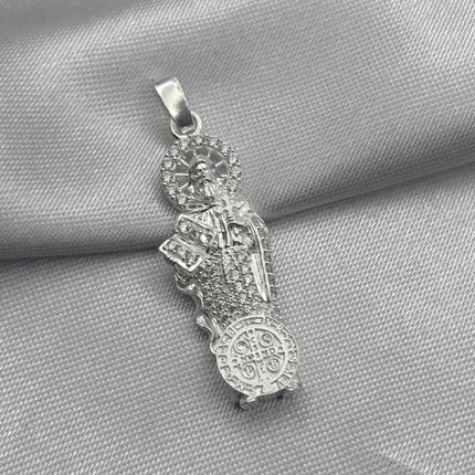 #D454 - Dije San Benito Con Piedra Zirconia Plata - A18/2.5
