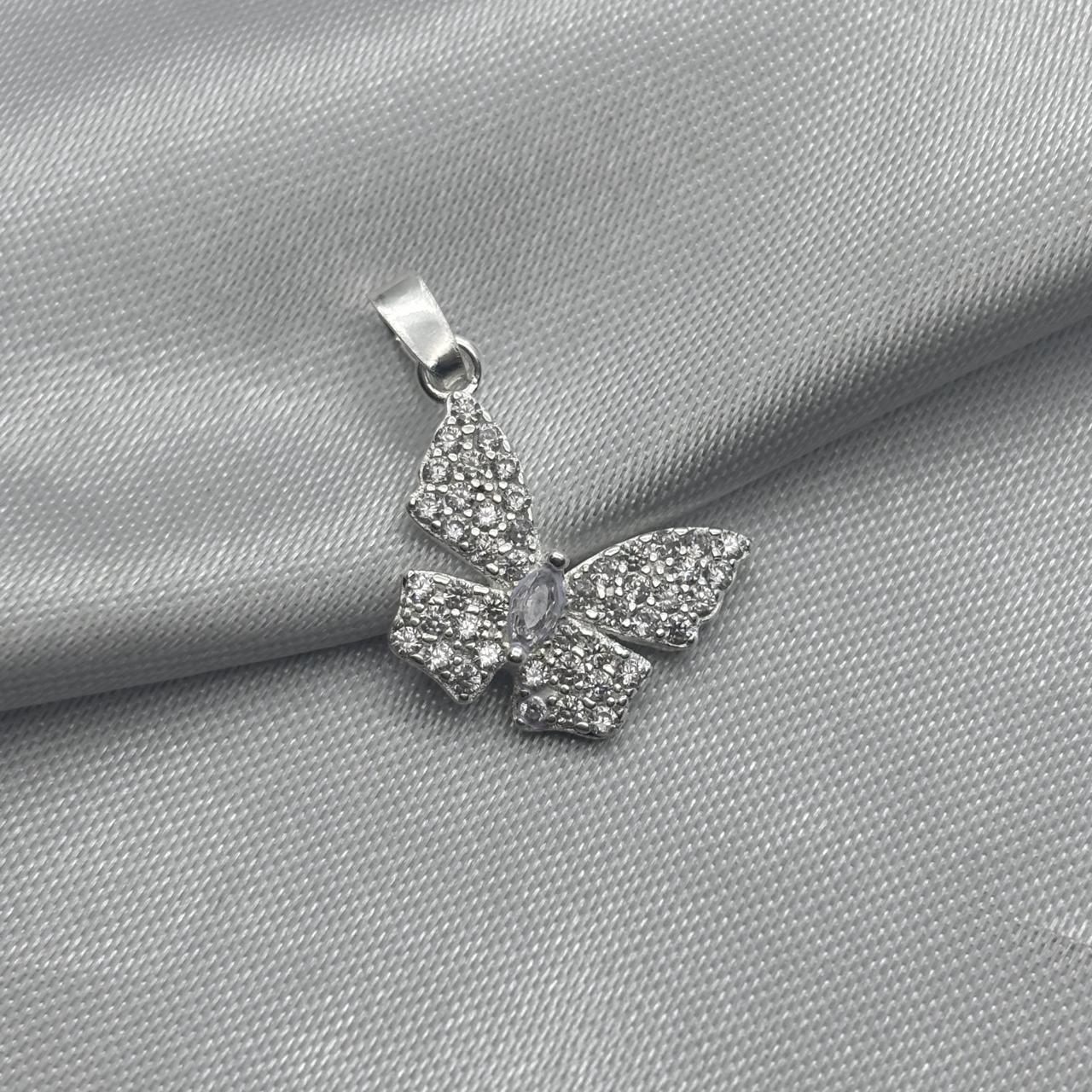 #D463 - Dije Mariposa Piedra Zirconia Plata - LL1.3