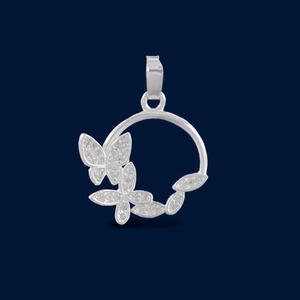 #D478 - Dije Doble Mariposa Piedra Zirconia Plata - A13/1.6