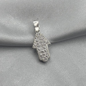 #D494 - Dije Mano De Fátima/Hamsa Piedra Zirconia Plata - LL1.2