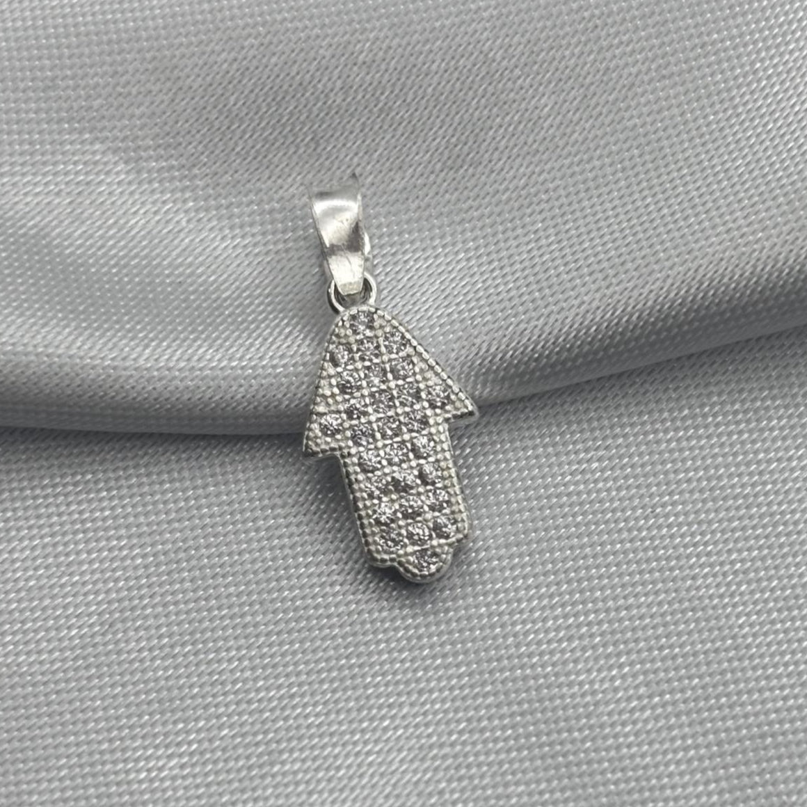 #D494 - Dije Mano De Fátima/Hamsa Piedra Zirconia Plata - A18/1.2