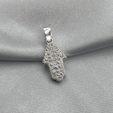 #D494 - Dije Mano De Fátima/Hamsa Piedra Zirconia Plata - A18/1.2