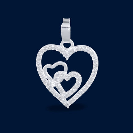 #D531 - Dije Triple Corazón Con Piedra Zirconia Plata - B12/1.3