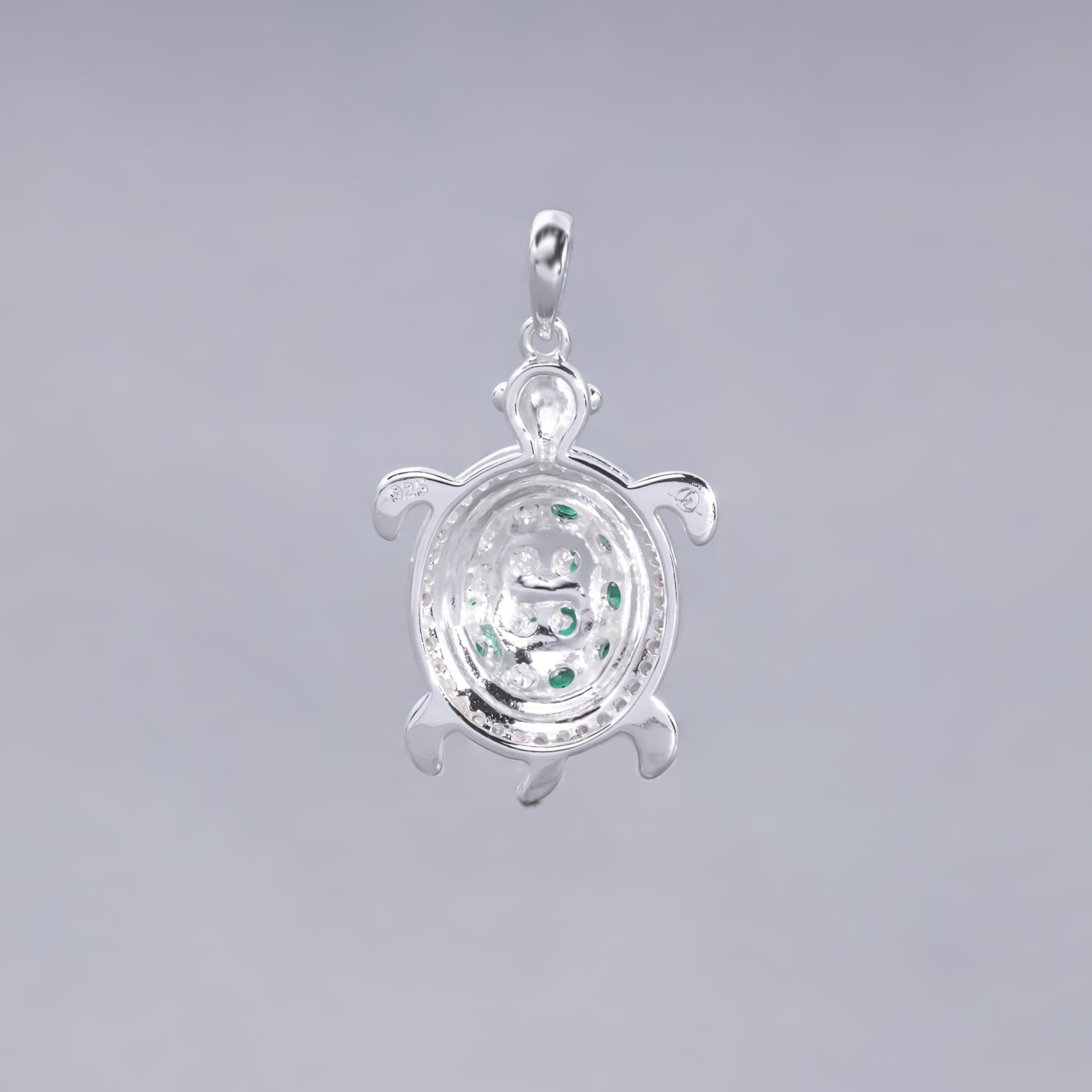 #D554 - Dije Tortuga Con Zirconias Baño De Rodio Plata - C16/3.6