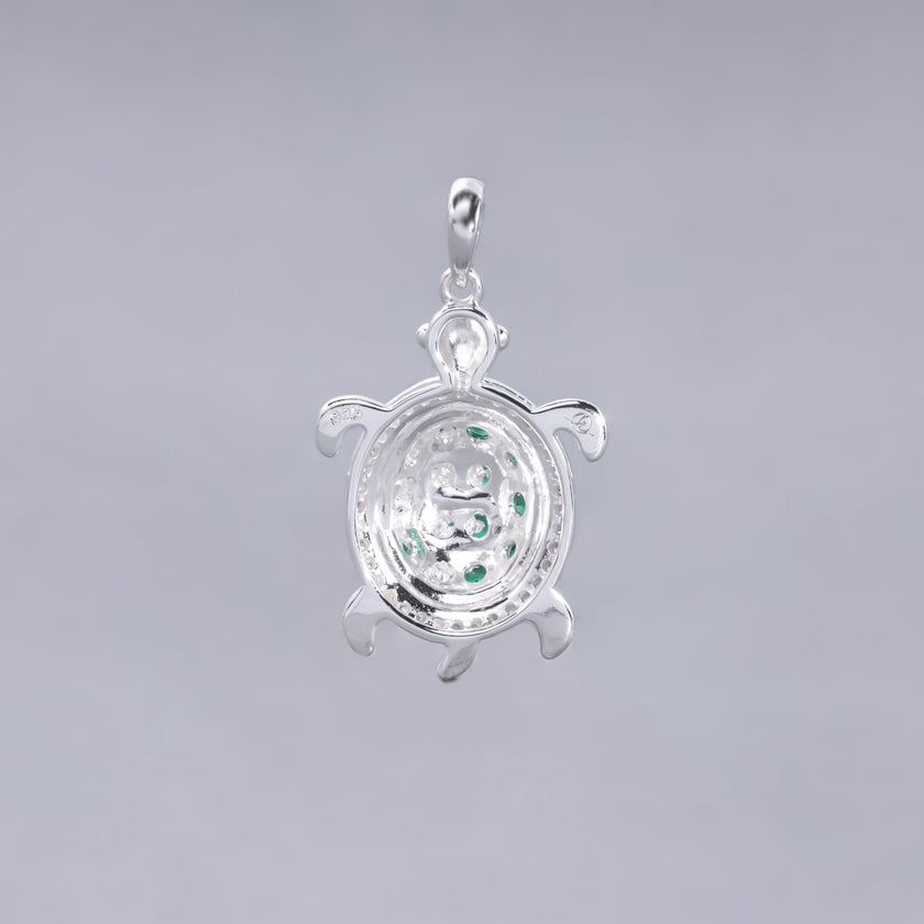 #D554 - Dije Tortuga Con Zirconias Baño De Rodio Plata - C16/3.6