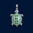 #D554 - Dije Tortuga Con Zirconias Baño De Rodio Plata - MI3.4