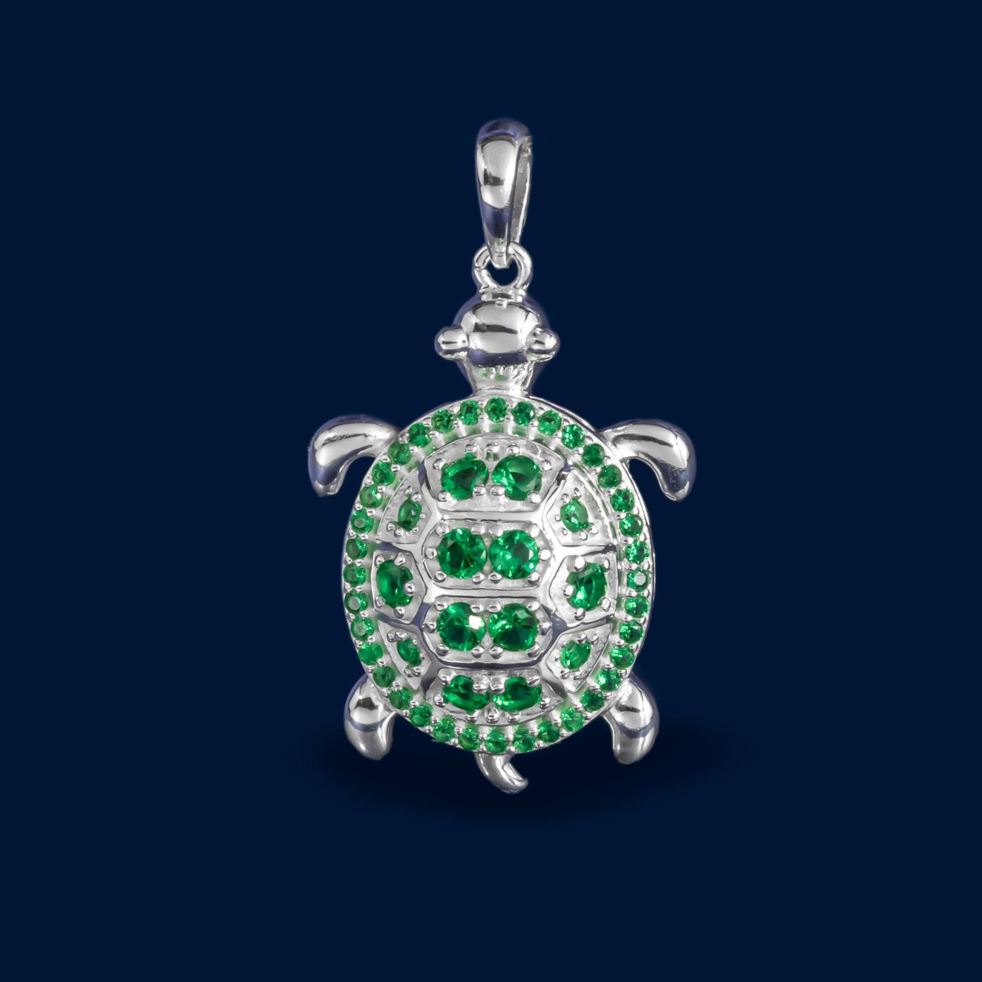 #D554 - Dije Tortuga Con Zirconias Baño De Rodio Plata - MI3.4